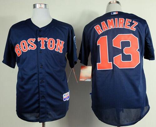 Red Sox #13 Hanley Ramirez Dark Blue Cool Base Stitched MLB Jersey - Click Image to Close